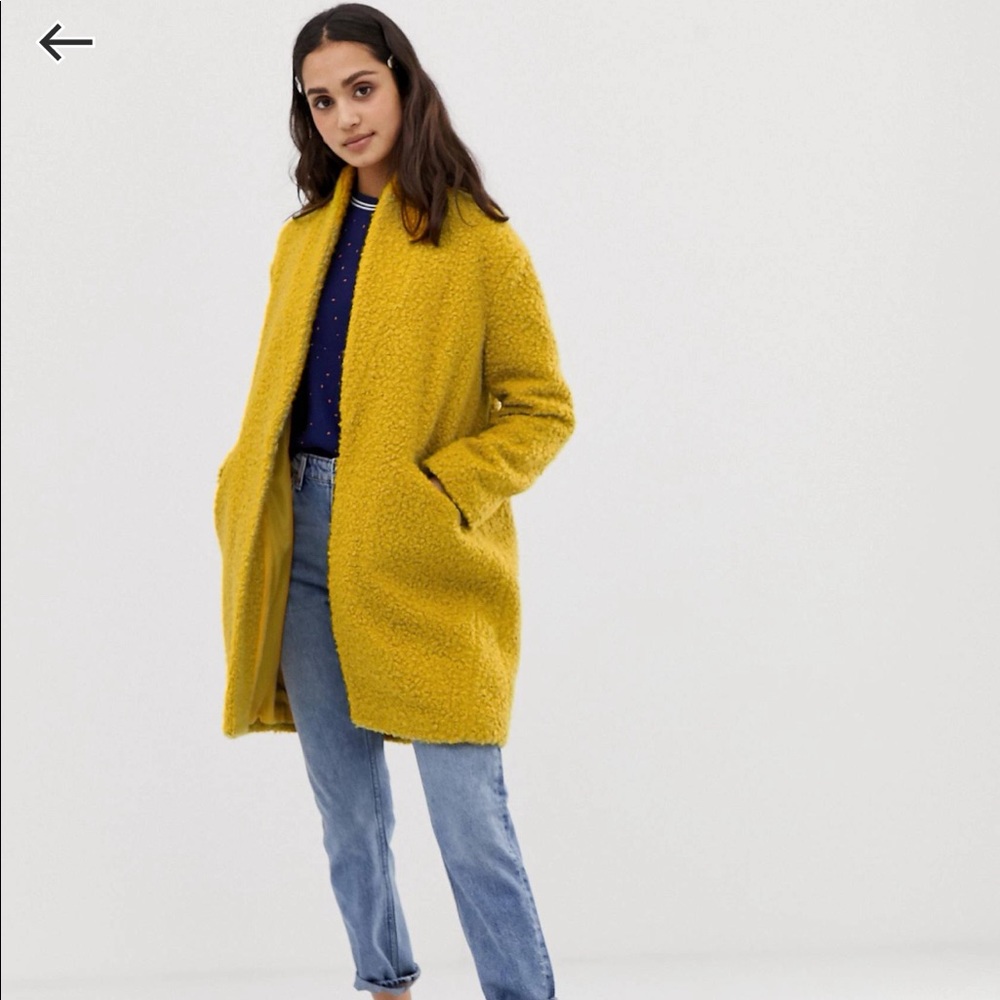 ASOS Miss Selfridge Texture Coat in Yellow